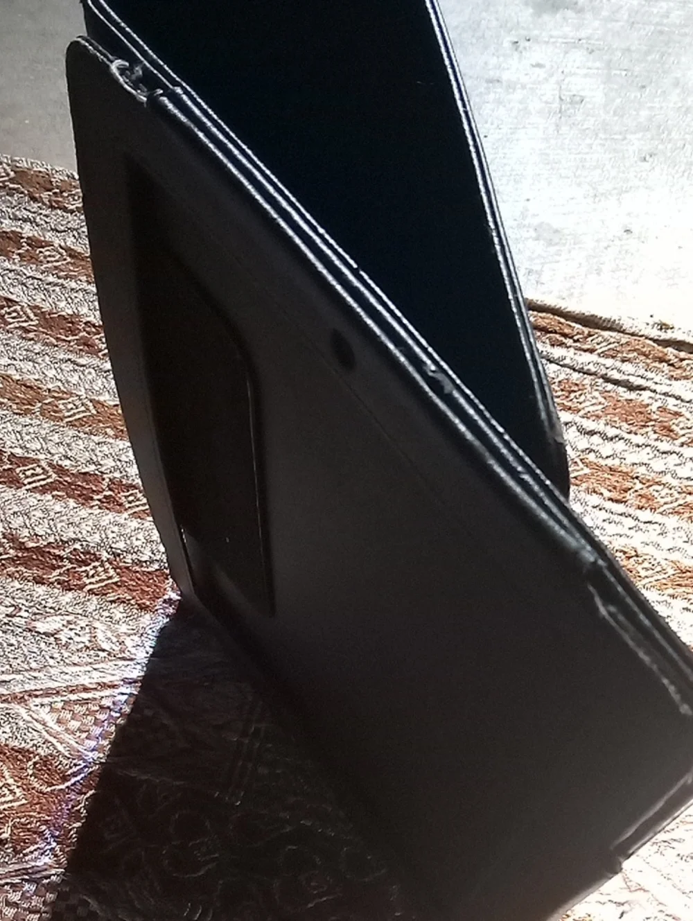 Men's Black Leather Folio Case - Unbranded